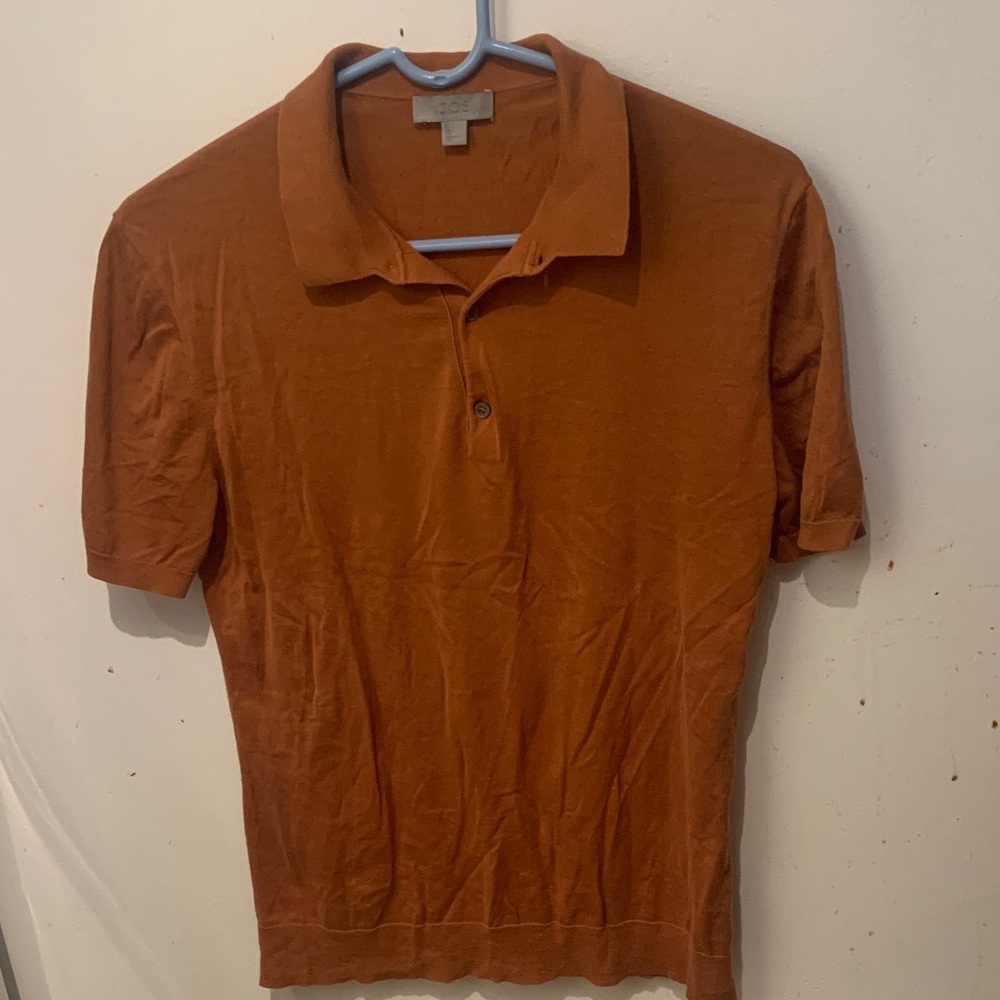 Gorgeous COS Harvest Orange 55% Silk 45% Cotton Polo SZ Small